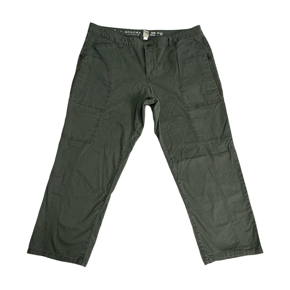Sonoma Goods For Life Olive Green Cargo Utility Jogger Pants Womens Size 16